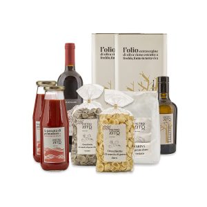 Pacco Cucina: orecchiette, olio, passata di pomodoro, farina, vino